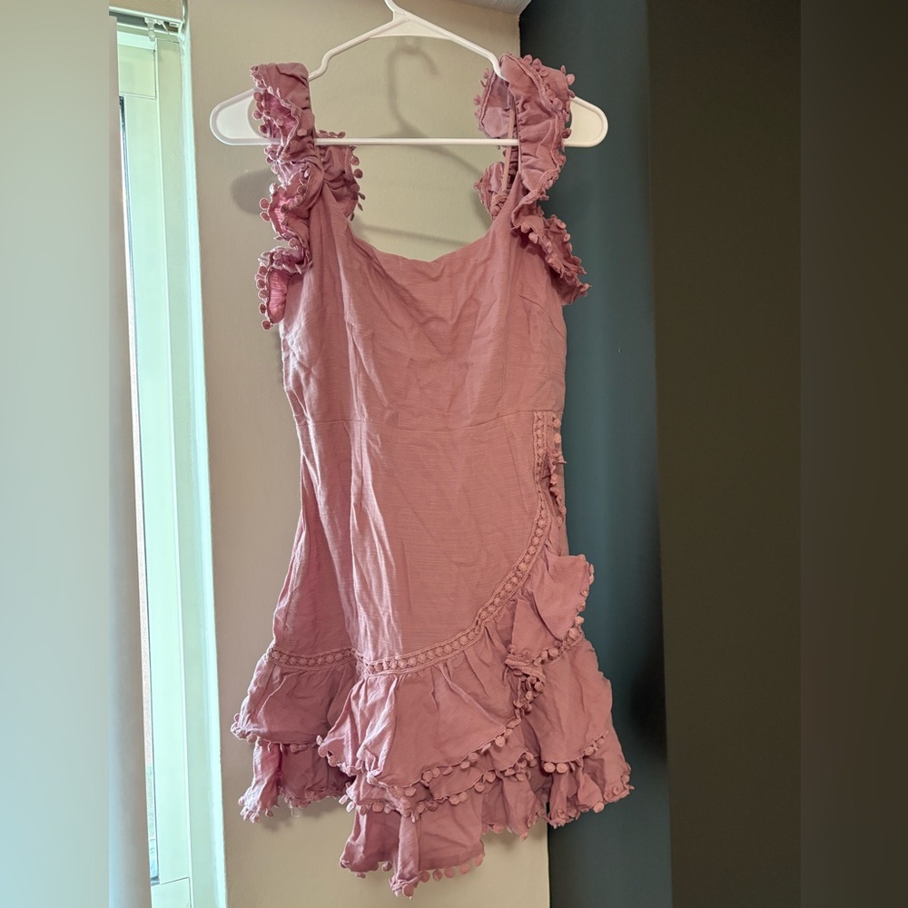 Pink Ruffled Mini Dress - Picture 1 of 8